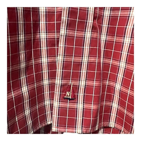 Nordstrom XL  burgundy plaid mens button‎ down shirt - Picture 3 of 4